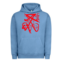 Pigment Pebble Blue lucifer calligraphy 2 Urban Hoodie - artisFamous