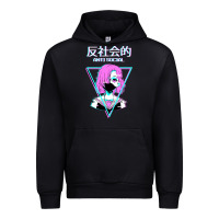 Black antisocial wave anime Urban Hoodie - artisFamous