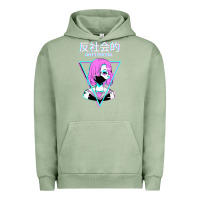 Pigment Oil Green antisocial wave anime Urban Hoodie - artisFamous