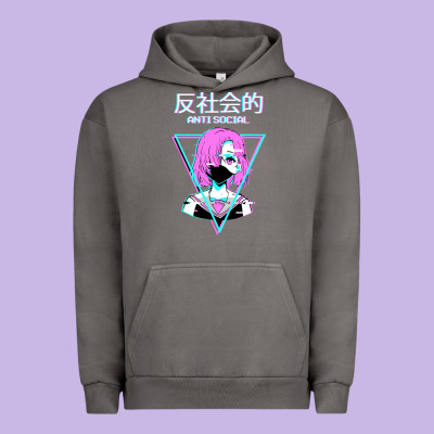 Antisocial Wave Anime Urban Hoodie Designed By Artisfamous