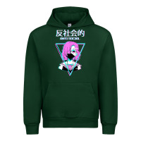 Forest Green antisocial wave anime Urban Hoodie - artisFamous