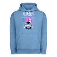 Pigment Pebble Blue antisocial wave anime Urban Hoodie - artisFamous