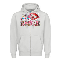 Dove Grey smile with teeth and brush Zipper Hoodie - AdoDesignShop