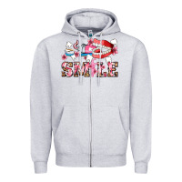 Heather Grey smile with teeth and brush Zipper Hoodie - AdoDesignShop