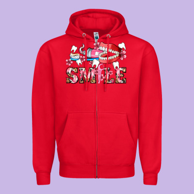 Smile With Teeth And Brush Zipper Hoodie Designed By Adodesignshop