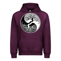 Mauve Wine tree of life yin yang Urban Hoodie - artisFamous