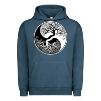 Pigment Midnight Navy tree of life yin yang Urban Hoodie - artisFamous
