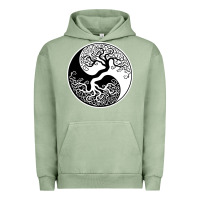 Pigment Oil Green tree of life yin yang Urban Hoodie - artisFamous
