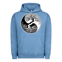 Pigment Pebble Blue tree of life yin yang Urban Hoodie - artisFamous