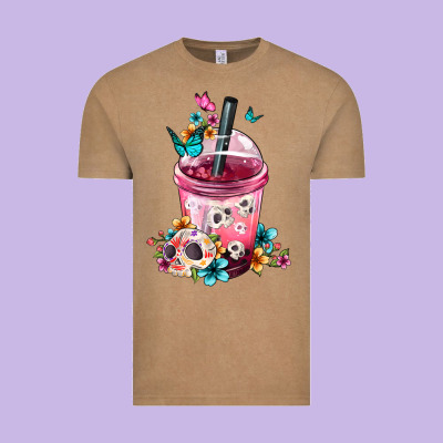 Mexican Day Of The Dead Skulls Coffee Cup Vintage Tee Designed By Fadigitalartstudio