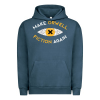 Pigment Midnight Navy make orwell fiction again Urban Hoodie - artisFamous