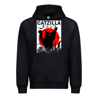 Black vintage catzilla japanese sunset style Urban Hoodie - artisFamous