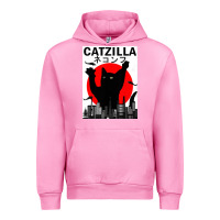 Fuchsia Pink vintage catzilla japanese sunset style Urban Hoodie - artisFamous