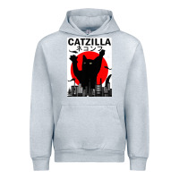 Heather Grey vintage catzilla japanese sunset style Urban Hoodie - artisFamous