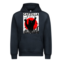 Navy vintage catzilla japanese sunset style Urban Hoodie - artisFamous
