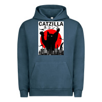 Vintage Catzilla Japanese Sunset Style Urban Hoodie | Teevron
