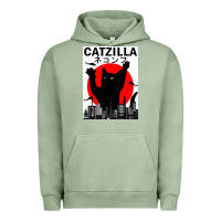 Pigment Oil Green vintage catzilla japanese sunset style Urban Hoodie - artisFamous