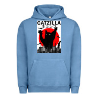 Pigment Pebble Blue vintage catzilla japanese sunset style Urban Hoodie - artisFamous