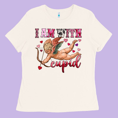 I Am With Cupid Ladies Tee Designed By Oliviacreatesart