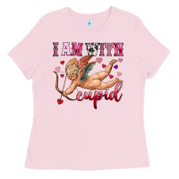 Bubblegum Pink i am with cupid Ladies Tee - OliviaCreatesArt