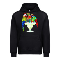 Black parrots drinking margarita hawaiian Urban Hoodie - artisFamous