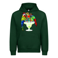 Forest Green parrots drinking margarita hawaiian Urban Hoodie - artisFamous