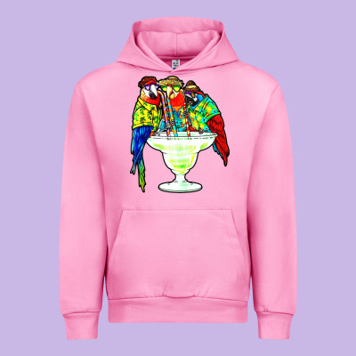 Parrots Drinking Margarita Hawaiian Urban Hoodie Designed By Artisfamous
