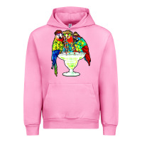 Fuchsia Pink parrots drinking margarita hawaiian Urban Hoodie - artisFamous