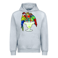 Heather Grey parrots drinking margarita hawaiian Urban Hoodie - artisFamous