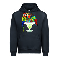 Navy parrots drinking margarita hawaiian Urban Hoodie - artisFamous
