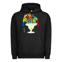 Pigment Black parrots drinking margarita hawaiian Urban Hoodie - artisFamous
