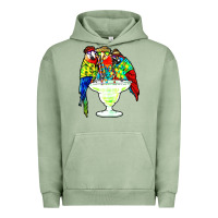 Pigment Oil Green parrots drinking margarita hawaiian Urban Hoodie - artisFamous