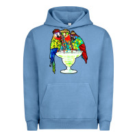 Pigment Pebble Blue parrots drinking margarita hawaiian Urban Hoodie - artisFamous