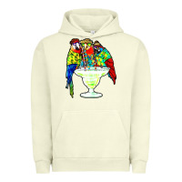 Pigment Pistachio parrots drinking margarita hawaiian Urban Hoodie - artisFamous