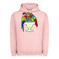 Pigment Salmon parrots drinking margarita hawaiian Urban Hoodie - artisFamous
