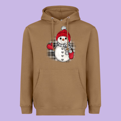 Grey Christmas Snowman Heavyweight Hoodie Designed By Jahusdesignshop