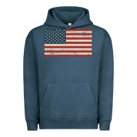 Pigment Midnight Navy american flag Urban Hoodie - artisFamous