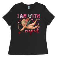 Black i am with cupid Ladies Tee - OliviaCreatesArt