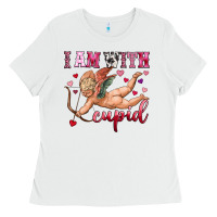 White i am with cupid Ladies Tee - OliviaCreatesArt