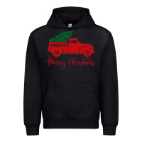 Black vintage red truck with christmas Urban Hoodie - artisFamous