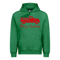 Emerald vintage red truck with christmas Urban Hoodie - artisFamous