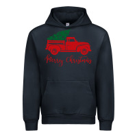 Navy vintage red truck with christmas Urban Hoodie - artisFamous