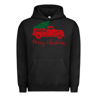 Pigment Black vintage red truck with christmas Urban Hoodie - artisFamous
