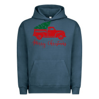 Pigment Midnight Navy vintage red truck with christmas Urban Hoodie - artisFamous