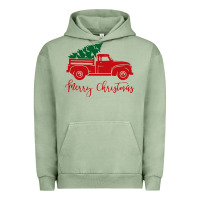 Pigment Oil Green vintage red truck with christmas Urban Hoodie - artisFamous