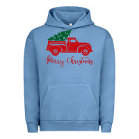 Pigment Pebble Blue vintage red truck with christmas Urban Hoodie - artisFamous