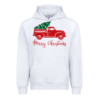 White vintage red truck with christmas Urban Hoodie - artisFamous