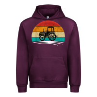 Mauve Wine vintage tractor Urban Hoodie - artisFamous