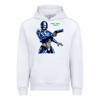 White 8bit robocop Urban Hoodie - artisFamous