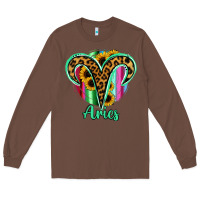 Chestnut Aries Zodiac Sign Sunflower Leopard Serape Long Sleeve Tee - RanaPortraitStore
